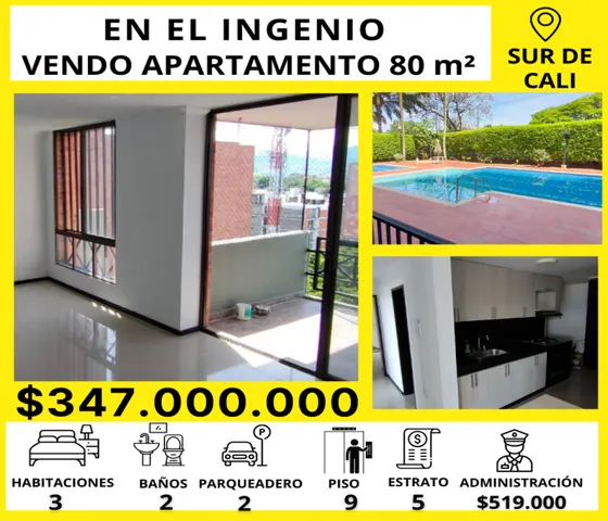 En El Ingenio. Sur De Cali . Vendo Apartamento 80 M
