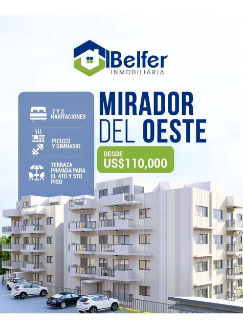 Proyecto De Apartamentos En Mirador Del Oeste Apartamentos De 2 & 3 Habitaciones Desde Us$ 110,000