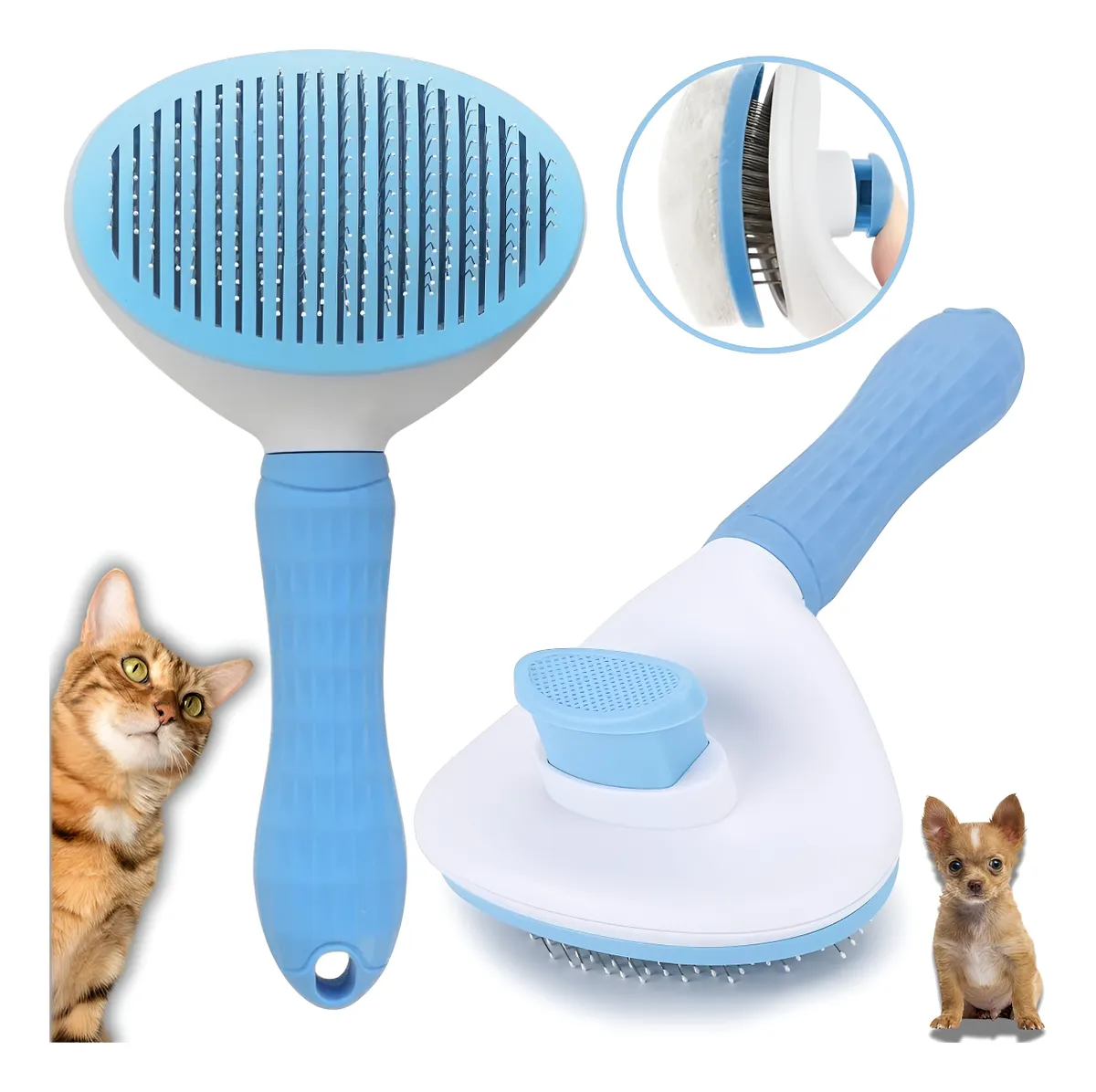 Escova Pet Autolimpante Rasqueadeira Magica Pelos Cães Gatos - Imagem 3