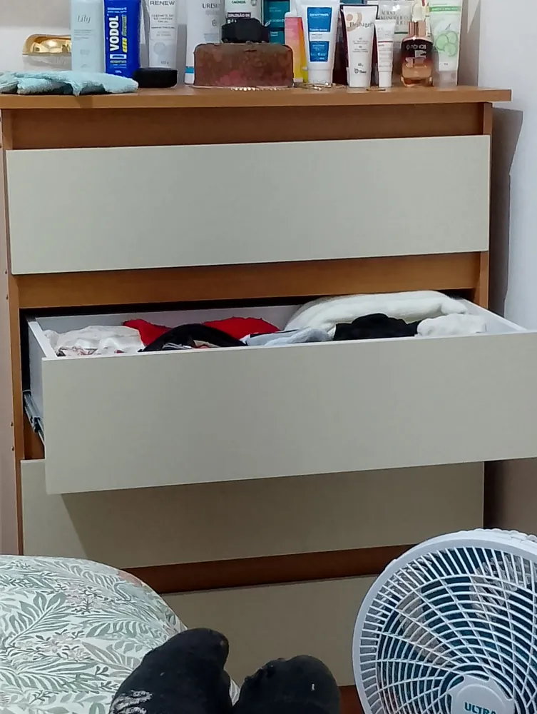 Cômoda Imperial 4 Gavetas Branco Nature Off White Canela Quarto Mdf Mdp Moderna Compacta Organização Roupas Linho Sapatos Infantil Juvenil Adulto - Imagem 3