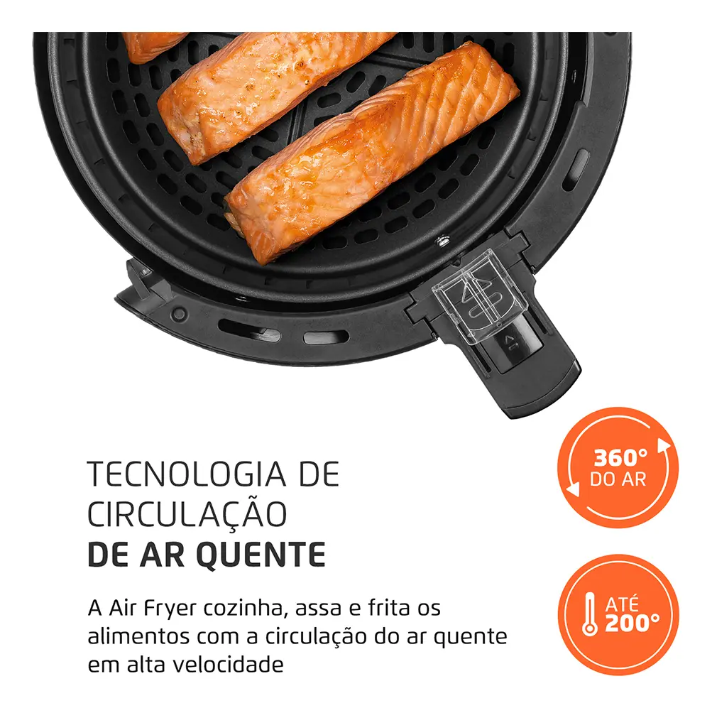 Fritadeira Elétrica Ar Af-35-bf Air Fryer 3,5l Preta Mondial - Imagem 4