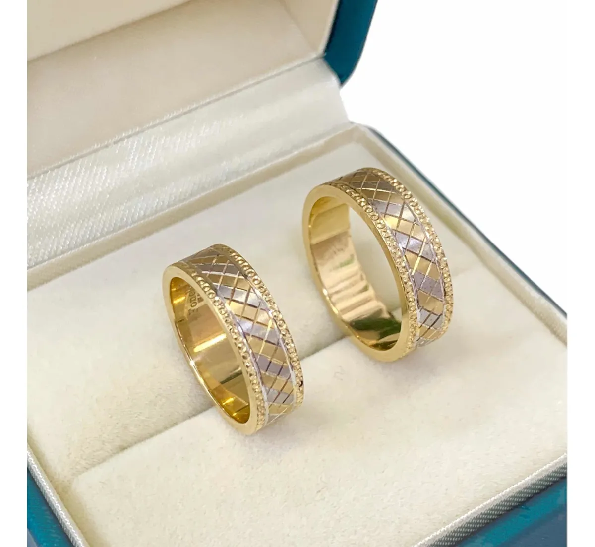 Anillos Matrimoniales Argollas Par Diseño Oro Blanco 14k