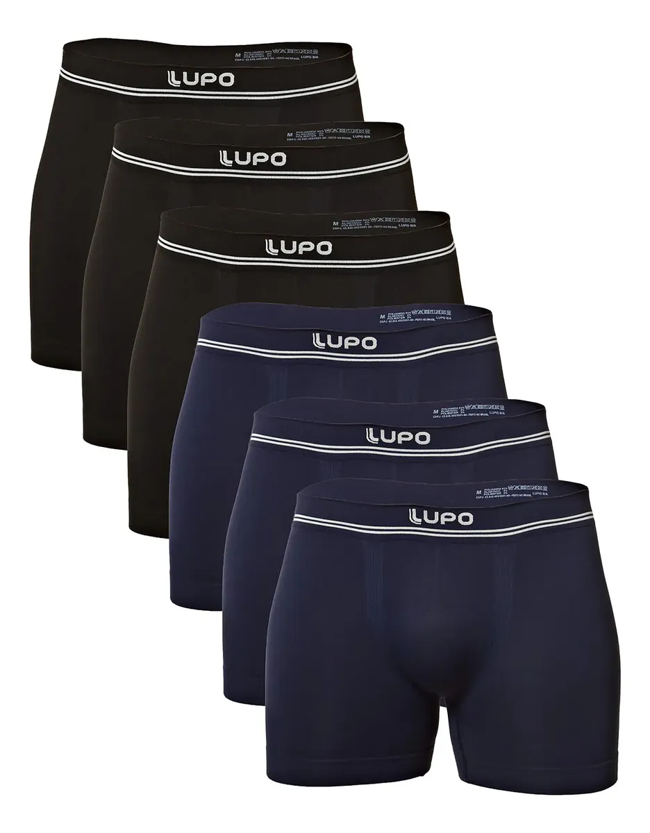 Kit 6 Cuecas Lupo Am Boxer Sem Costura