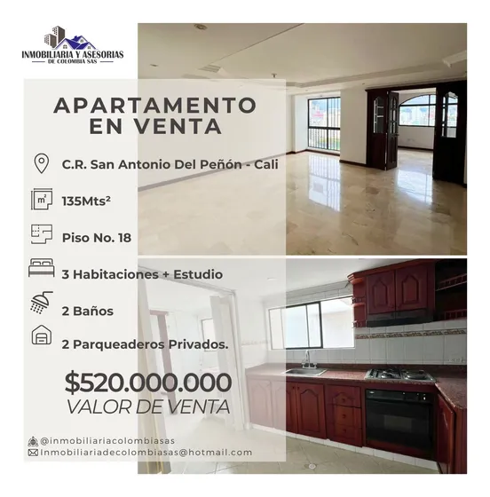 Apartamento En Venta - Conjunto Residencial San Antonio Del Peñón (oeste - Cali)