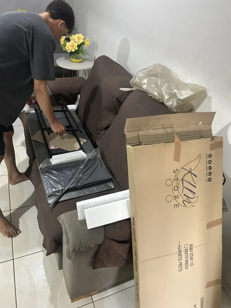 Mesa Escrivaninha Mesa Office Estudo Estilo Industrial Cor Preto Imbuia 1,10m KLM - Imagem 4