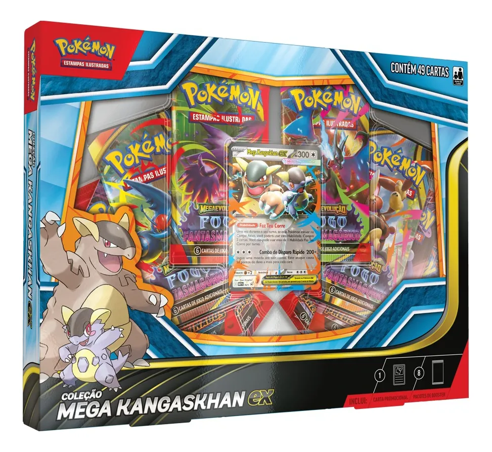 Caixa de coleção Pokémon Mega Kangaskhan Ex TCG aberta