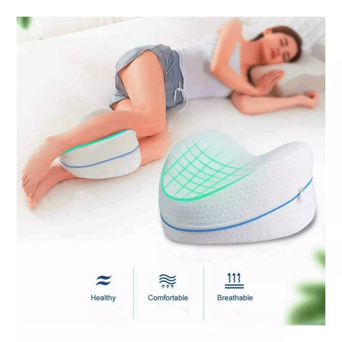 Dormitienda - Descubre nuestra nueva almohada Piernas Confort, con  Viscoelástica Memory de alta calidad. Son muchos sus beneficios: 1- Se  adapta perfectamente entre las piernas a la altura de las rodillas para