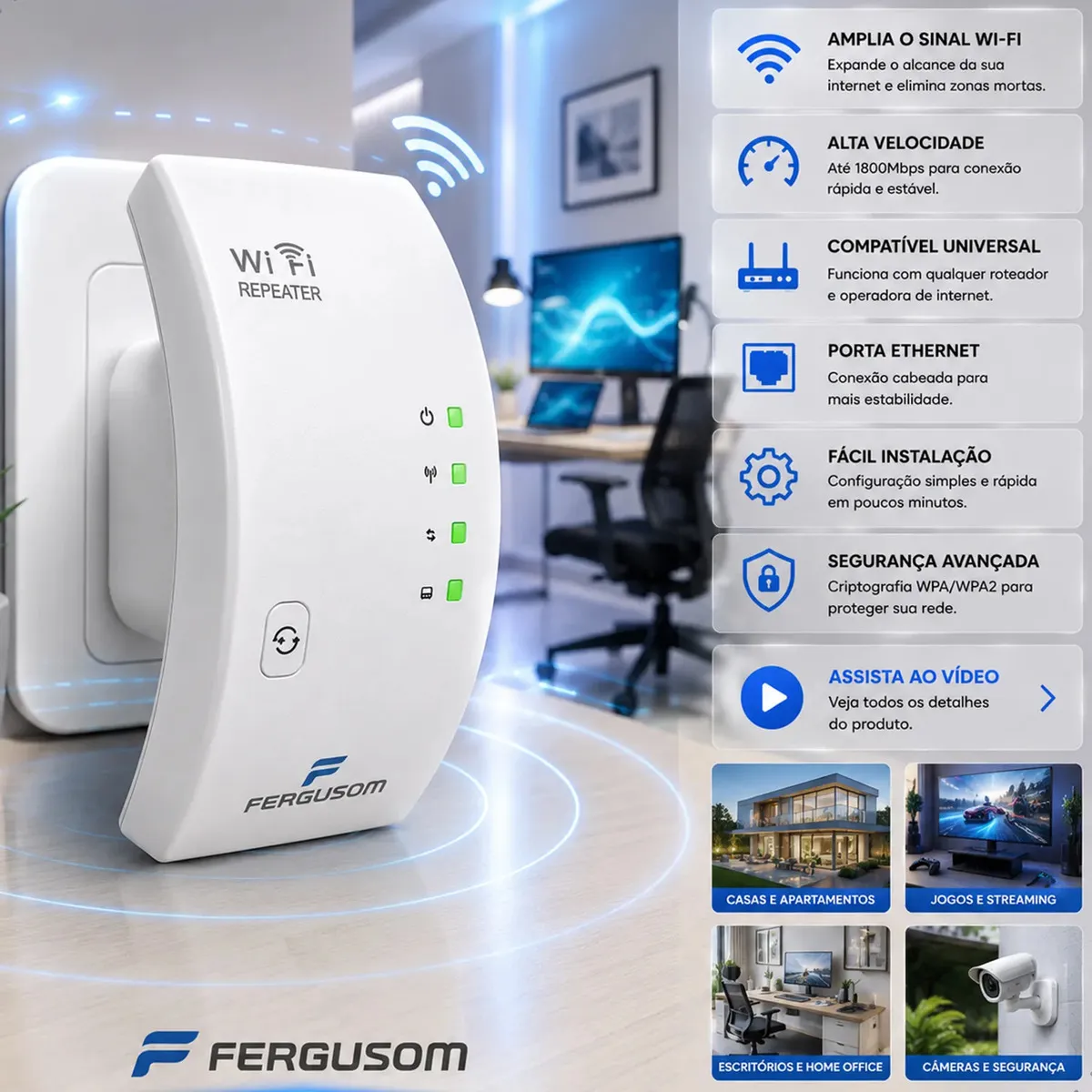 Repetidor Wi‑Fi Fergusom 1800 Mbps: quando faz sentido ter um em casa?