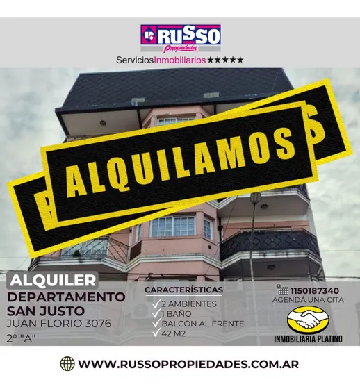Alquiler Departamento 2 Ambientes San Justo