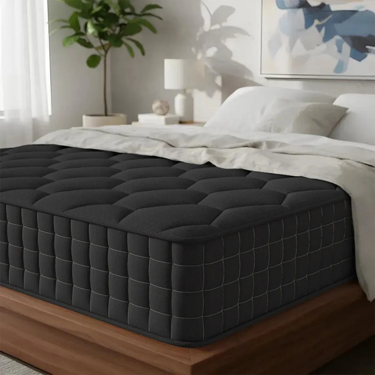 Colchón Queen Size Híbrido 25cm | Resortes Ensacados + Memory Foam Con Gel Refrescante | Hipoalergénico Y Antibacterial | Soporte Lumbar Ergonómico | Soporta 350kg