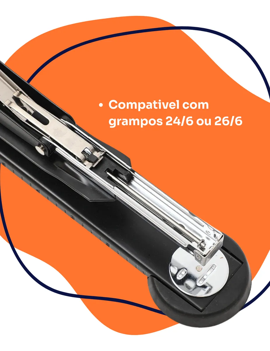 Grampeador Longo Alcance Profissional Folha A4 A3 Livretos Preto
