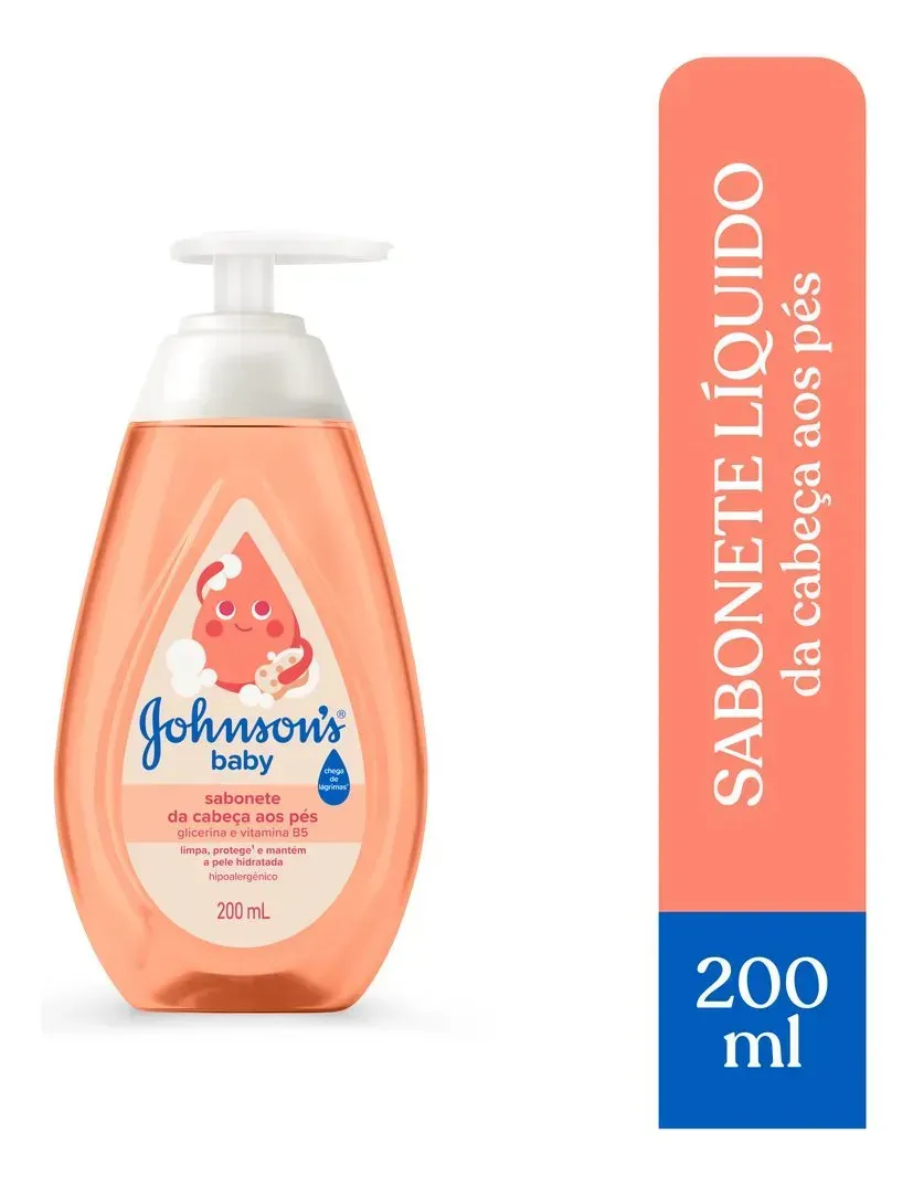 Sabonete Líquido Glicerina Da Cabeça Aos Pés Johnson's Baby, 200ml