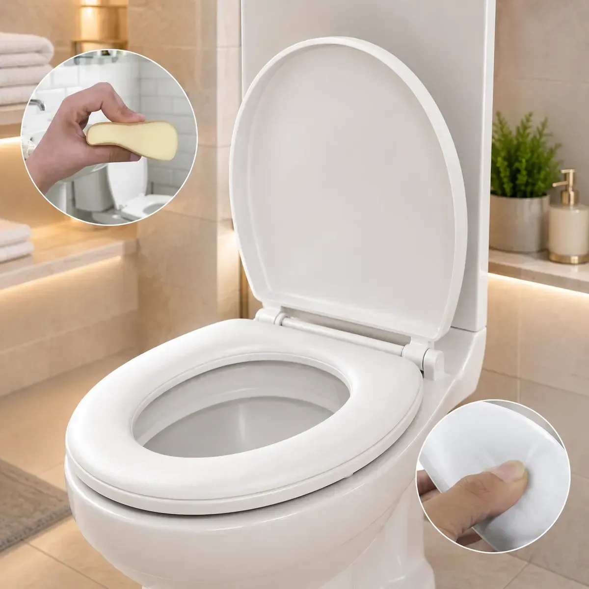 Assento Sanitário Almofadado Pítia Oval Branco Universal Com Tampa Para Vaso Banheiro