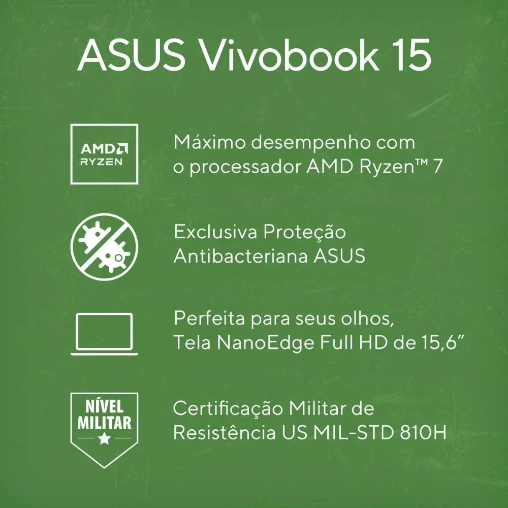 Notebook Asus Vivobook 15 Ryzen 7 8gb 512gb 15 W11h Bq966w Cool Silver