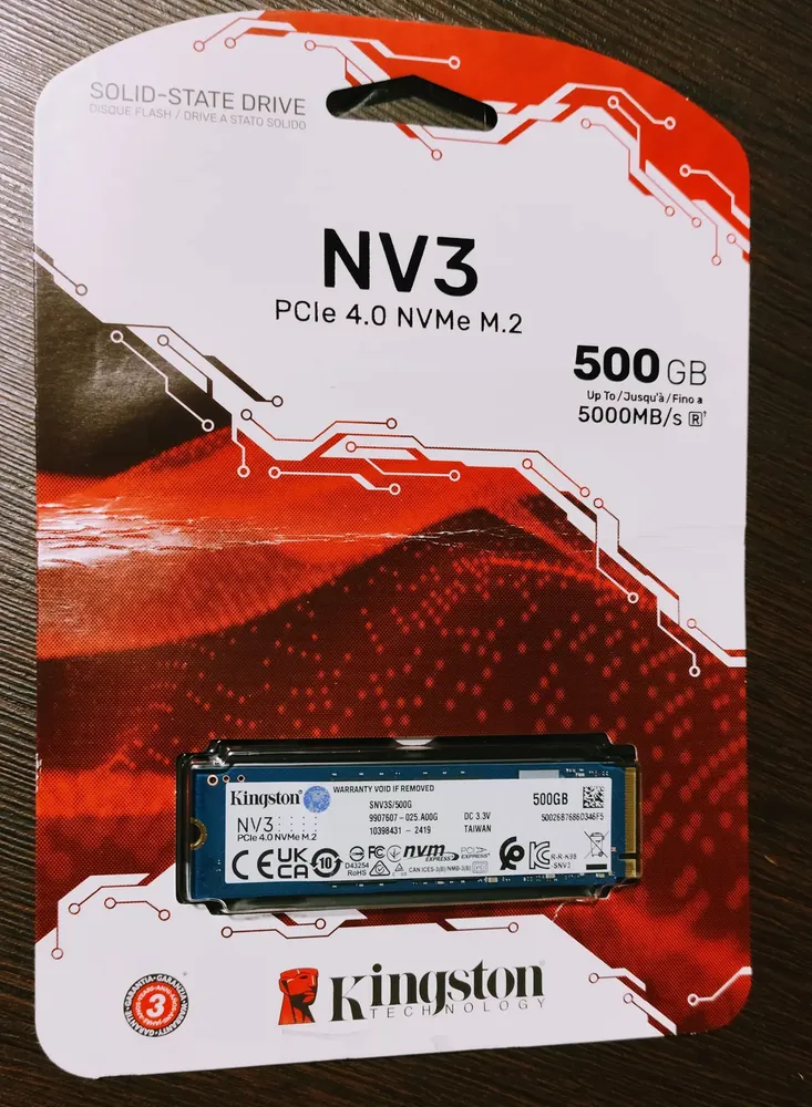 SSD Kingston NV3 500GB M2 2280 NVME PCIe 4.0 Gen 4x4 Ultra Rápido