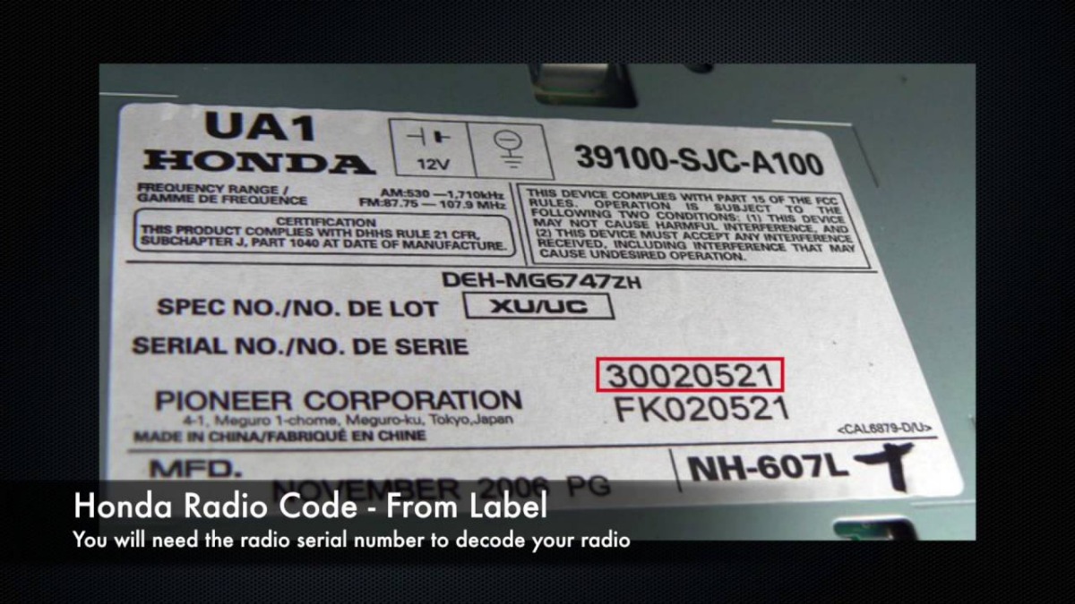 Código Radio Honda Código Desbloqueo Estereo Honda | MercadoLibre