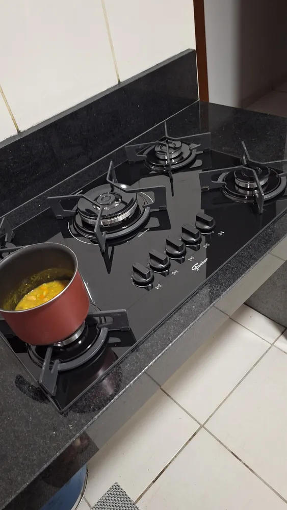 Cooktop a Gás Fischer 5 Bocas Fit Line Tripla Chama Trempe Iron - Imagem 4