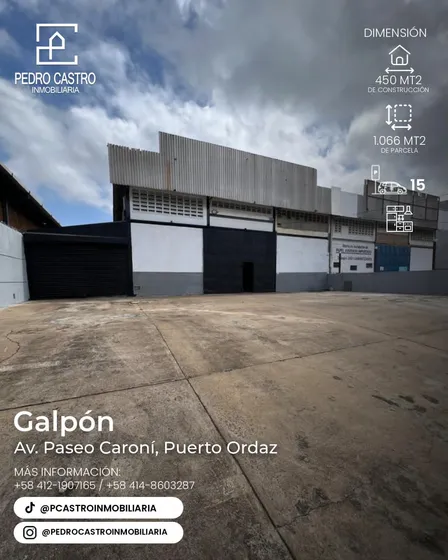 Venta Galpon En Unare, Avenida Paseo Caroni, Puerto Ordaz.