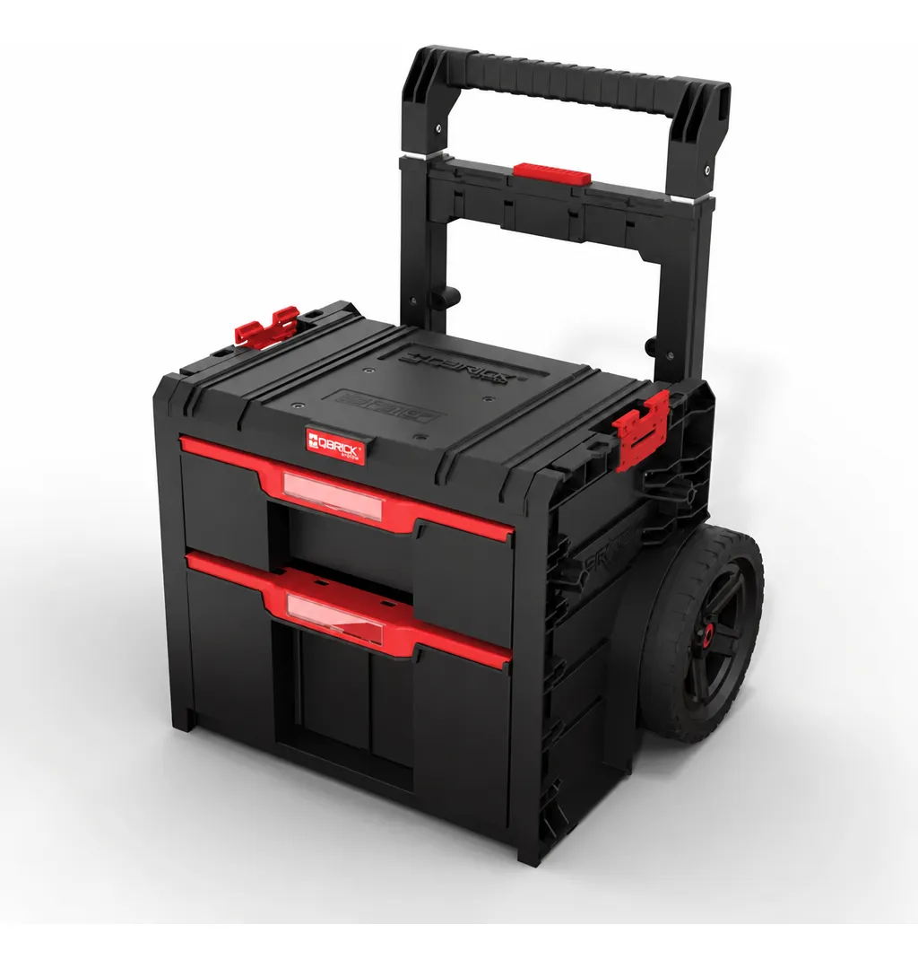 Carro De Herramientas Con Ruedas 2 Cajónes Prime Modular Negro/rojo