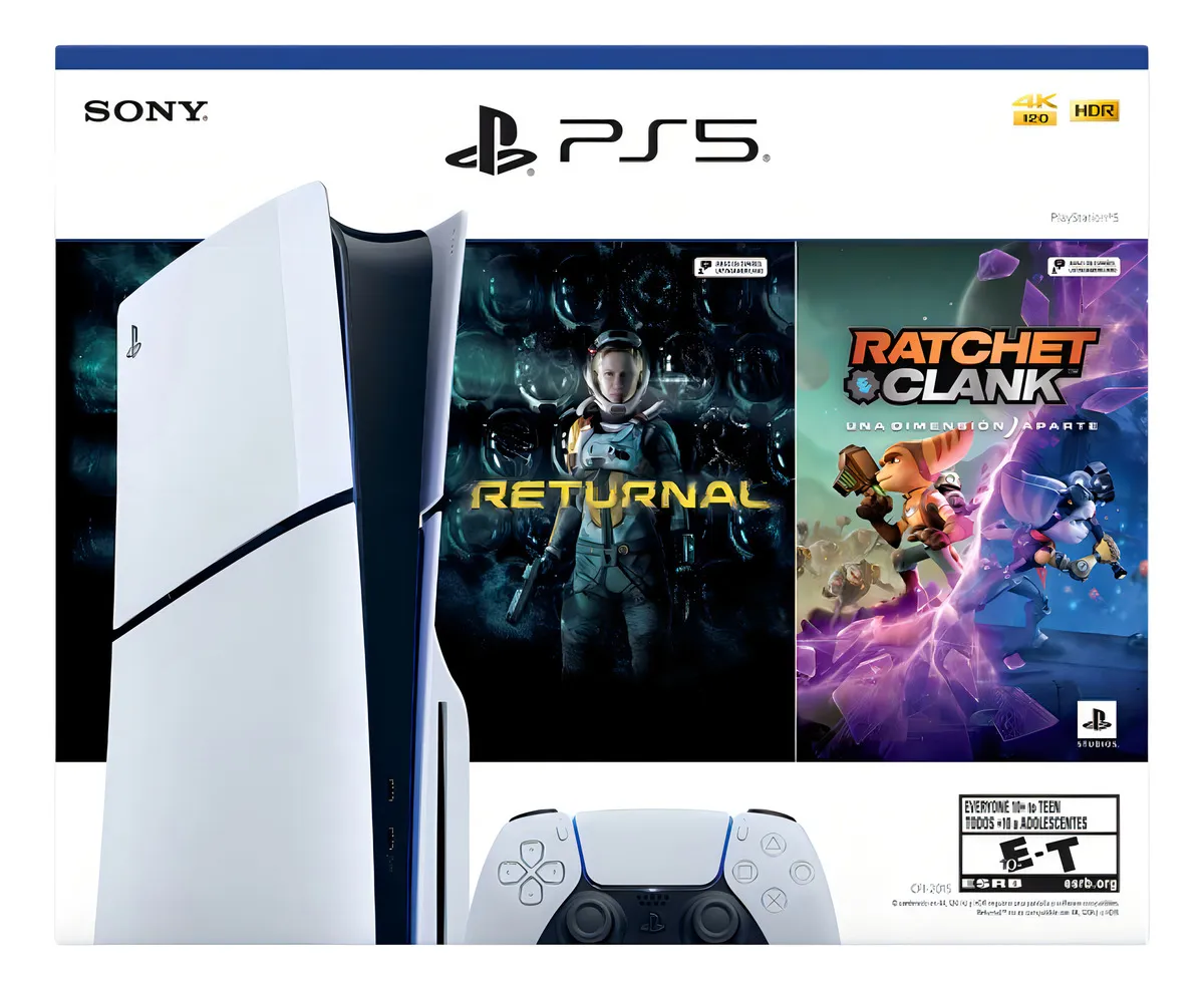 Console PlayStation 5 Midia Fisica Slim Branco 1TB Returnal e Ratchet e Clank Controle Sem Fio Dualsense Branco - Imagem 5