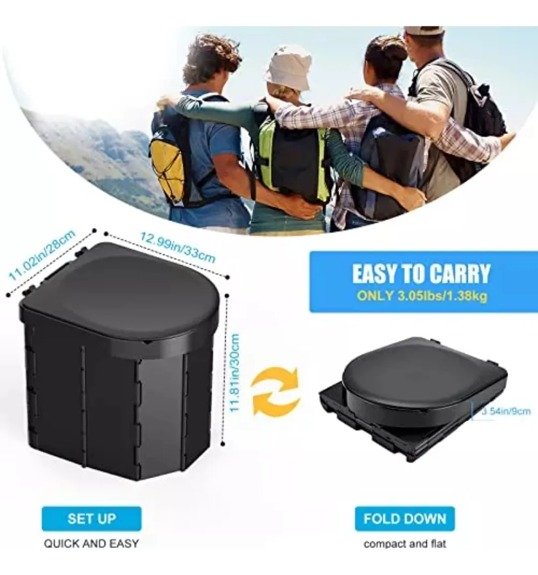 Baño Quimico Portatil Baño Camping Wc Baño Plegable +20bolsa