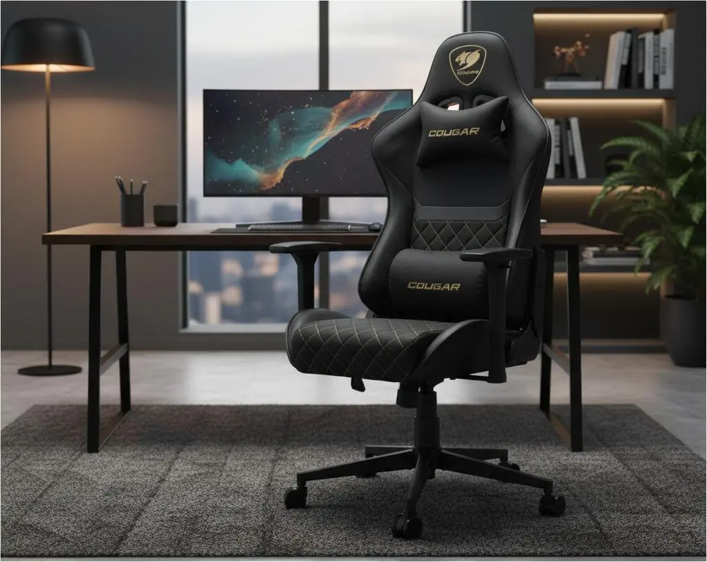 Silla Gamer Ergonomica Cougar Armor One V2 Negra Dorada Tela Tejida