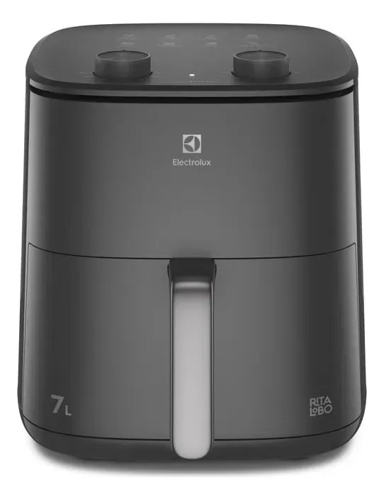 Air Fryer Forno Electrolux 7L 1700W Digital Grade removível dupla camada Antiaderente 8 Receitas Programadas Aviso Sonoro Fritadeira Elétrica sem Óleo sistema de segurança automático EAF71 Cinza