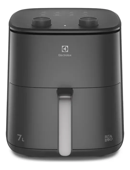 Air Fryer Forno Electrolux 7L 1700W Digital Grade removível dupla camada Antiaderente 8 Receitas Programadas Aviso Sonoro Fritadeira Elétrica sem Óleo sistema de segurança automático EAF71 Cinza