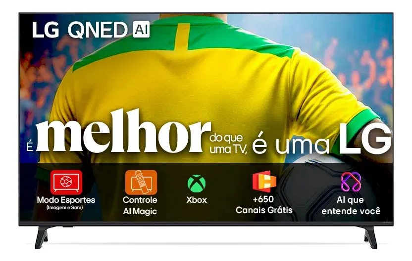 Smart TV 4K 50" LG QNED73 Portal de Games Processador AI α7 Ger8 4K Super Upscaling Google Cast Integrado Controle AI Magic WebOS 25 Modo Esportes Alerta de Esp
