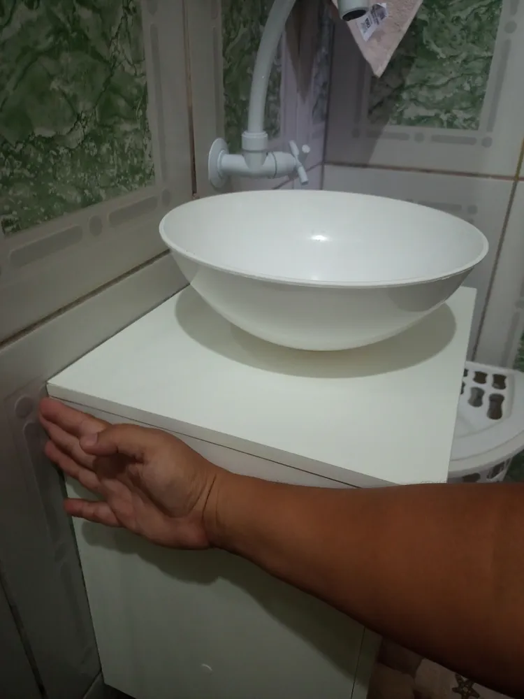 Gabinete Armário Para Banheiro Com Cuba E Espelho 40cm Pia Branco Móvel Branco/carvalho Hanover Quantidade De Furos Para Torneira Um Furo - Imagem 3