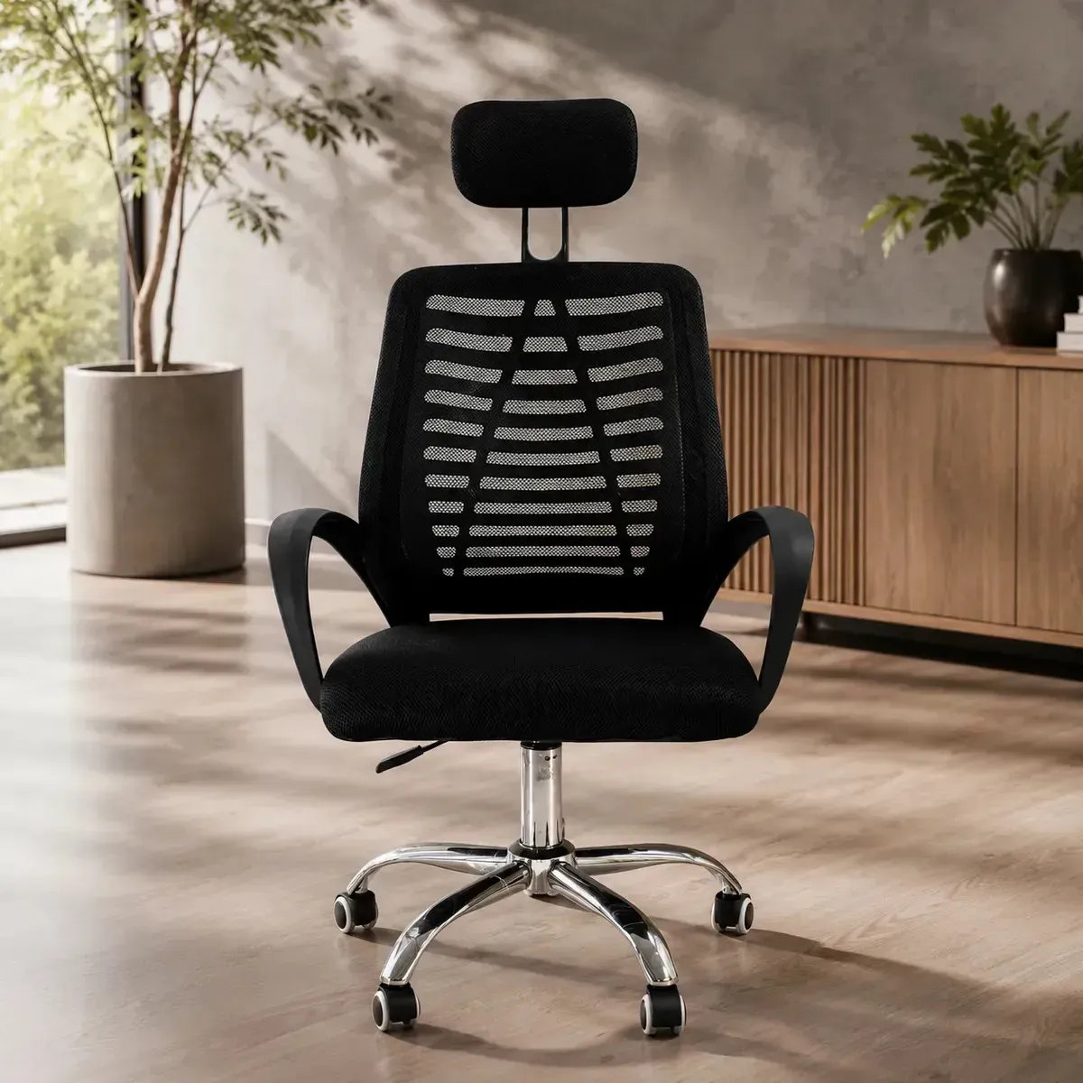 Silla De Oficina Gerencial Ejecutiva Ergonomica En Malla Reg Color Negro Material Del Tapizado Nylon Magnux