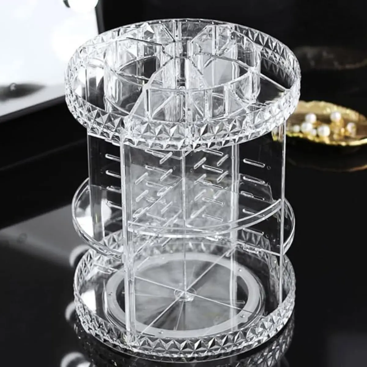 Organizador De Maquiagem Giratório 360° Em Acrílico Transparente Com Prateleiras Ajustáveis EPS-2577 Epsilon — foto 5