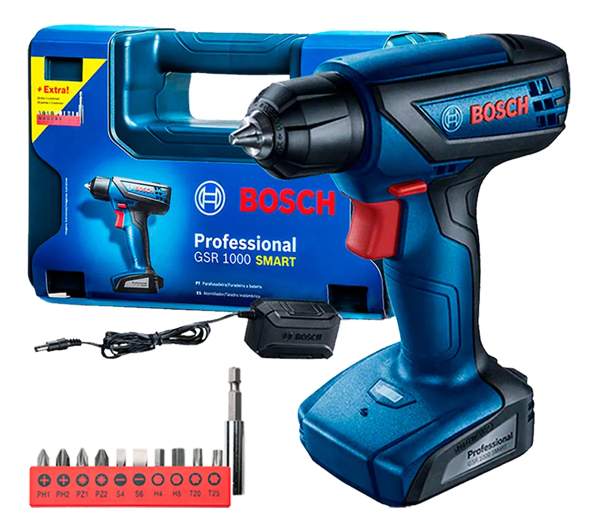Parafusadeira Bosch GSR 1000 leve e inteligente para montagem