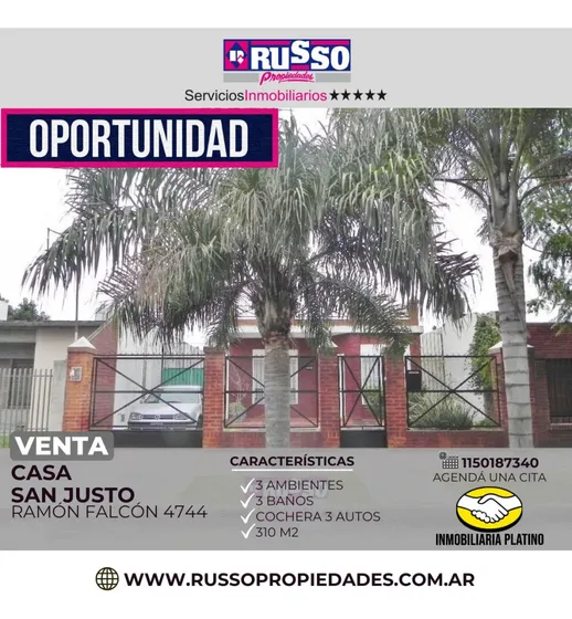 Venta Casa 3 Ambientes San Justo