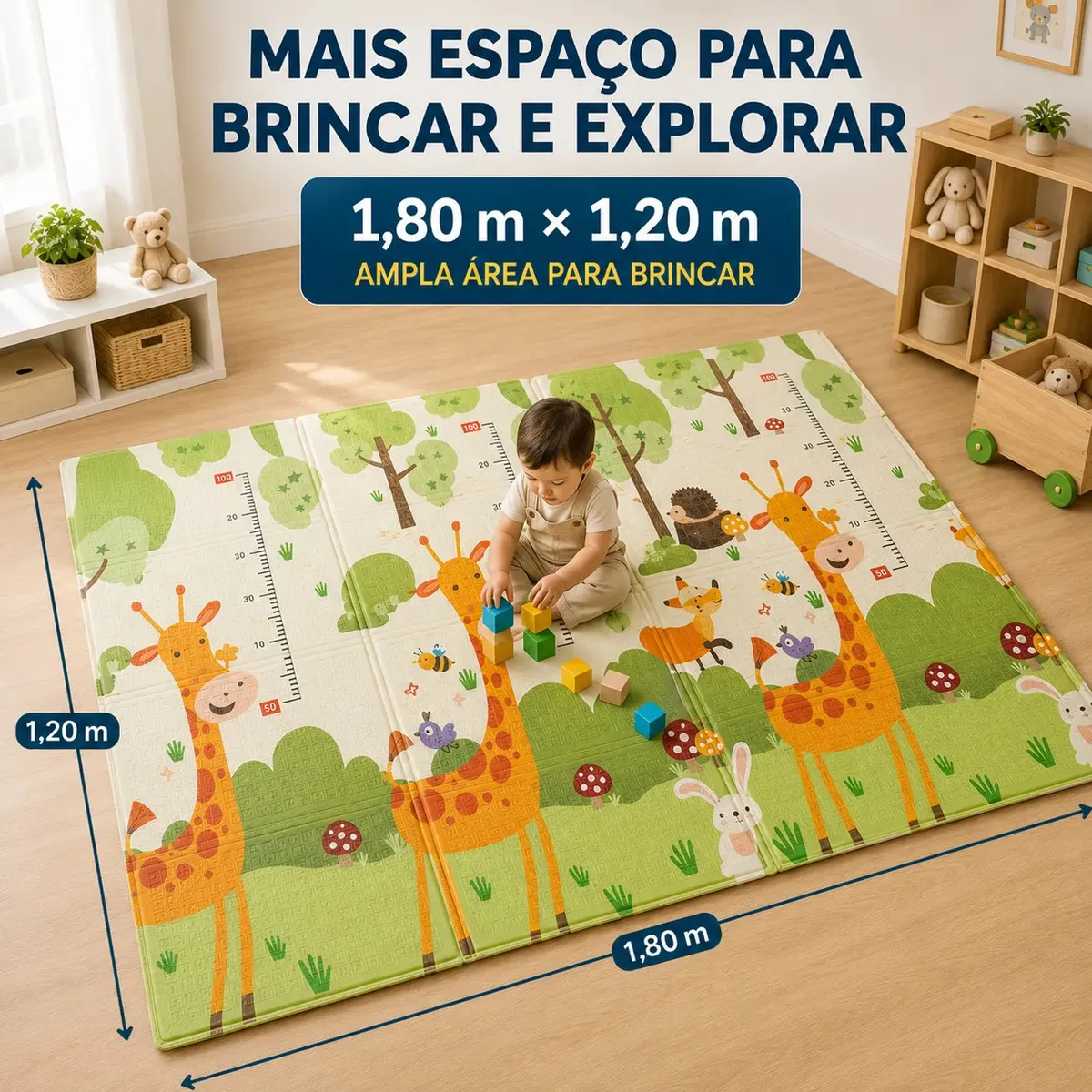 Tapete de Atividades para Bebê Mino Mund Kids Tatame Infantil Dobrável Dupla Face XPE 8mm 180x120cm Estampa Sortida — imagem 3