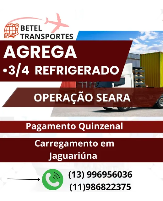 Estamos Agregando Veículos Refrigerados.