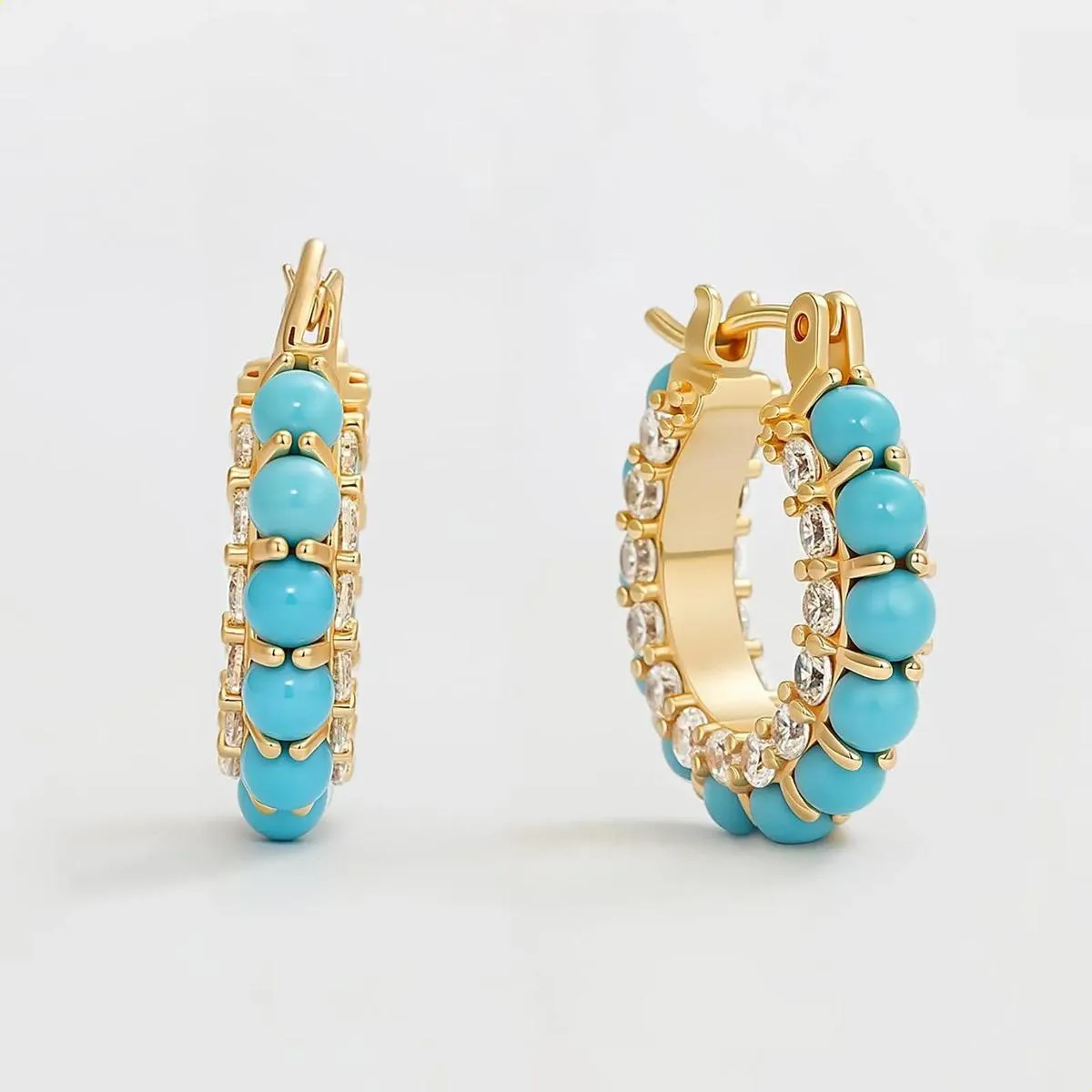 Brincos Esféricos Turquesa Banhados A Ouro 14k Da Vowstone — foto 3