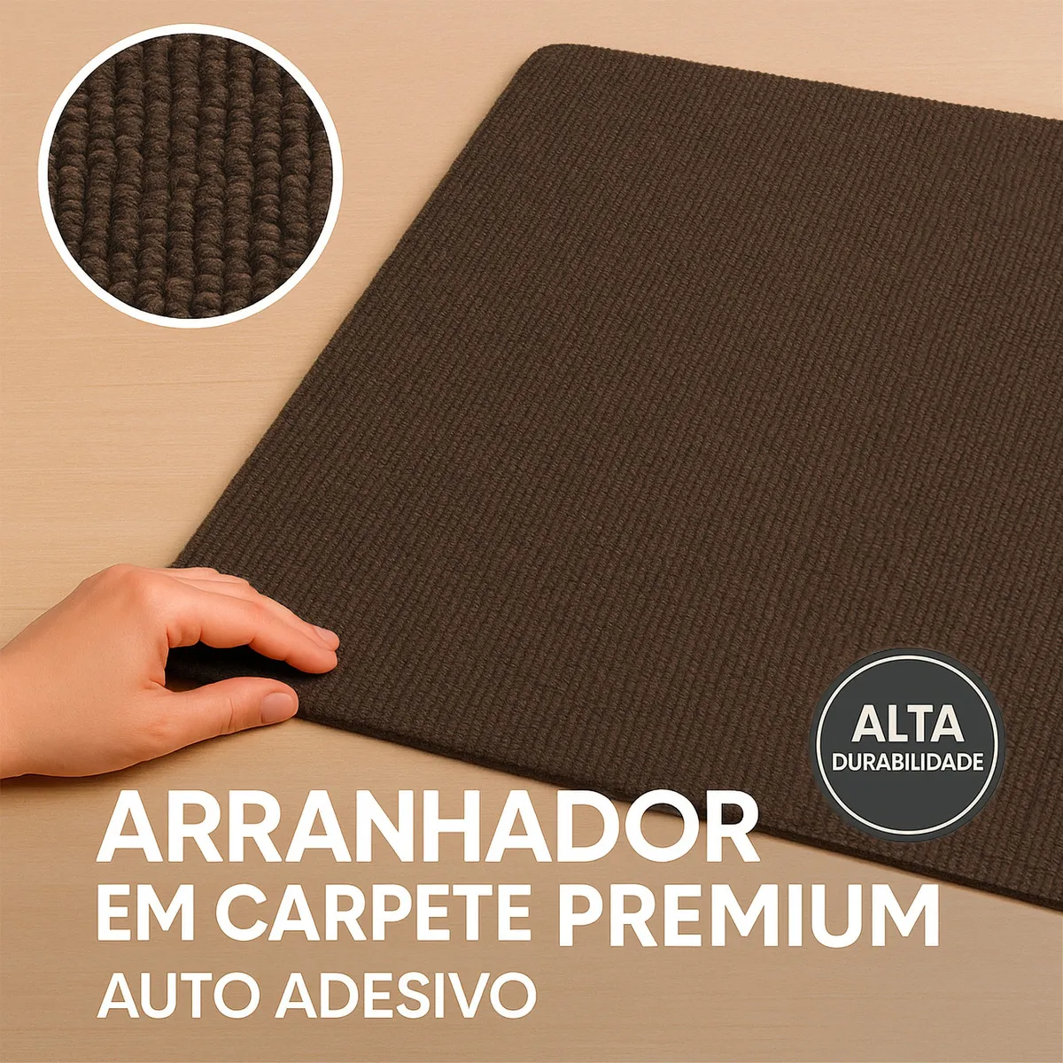 Arranhador e Protetor de Sofá Carpete Adesivo Gato Amour Pet 200x50cm Marrom - Imagem 4