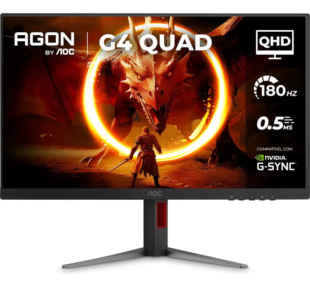 Monitor Gamer Aoc Agon Quad 27'' 180hz Base Ajustável Q27g4f Preto