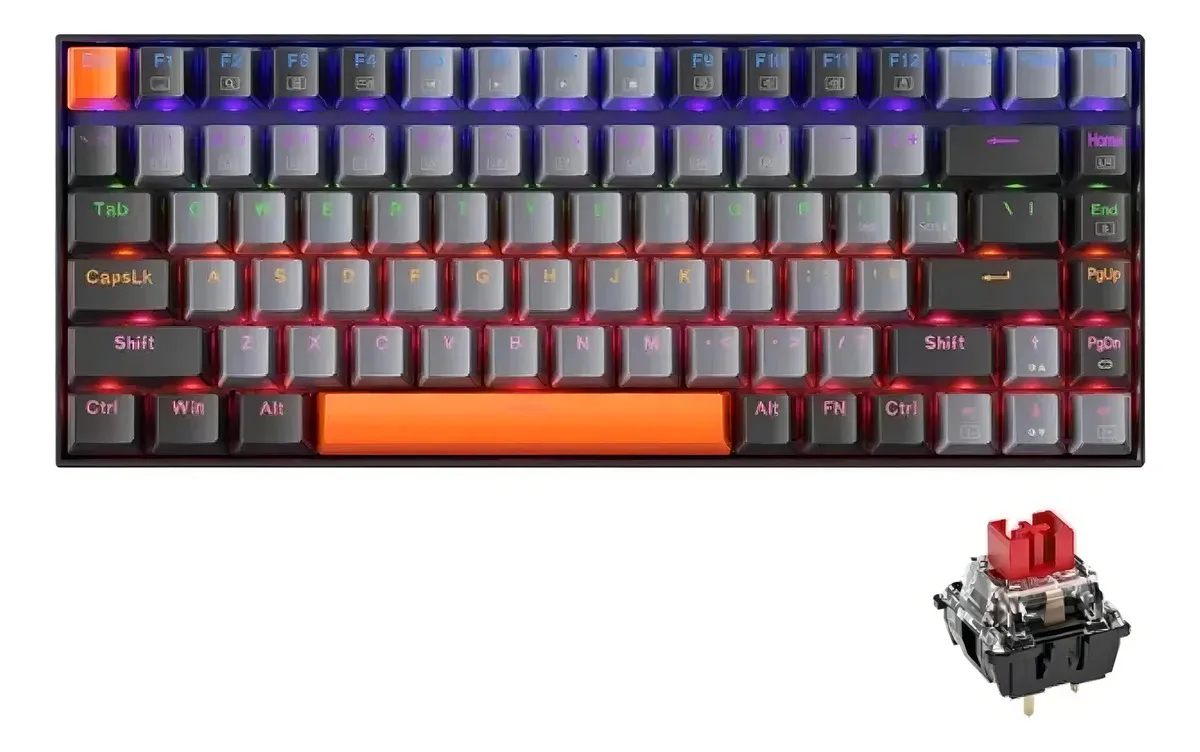 Teclado Mecânico Machenike K500 B84 Switch Red Cor de Teclado Cinza Claro Idioma Inglês Us