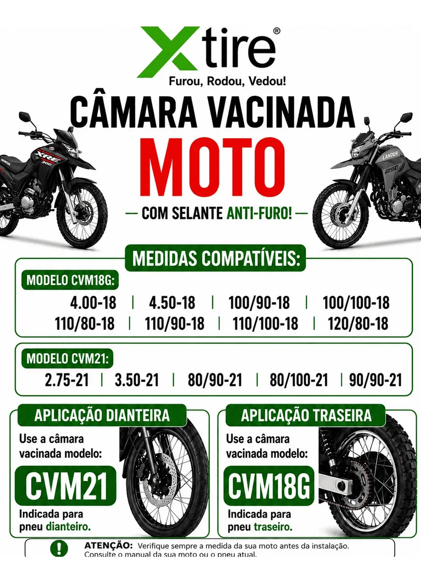 Kit 2 Camara De Ar Moto C/ Vacina De Pneu Antifuro Xtire