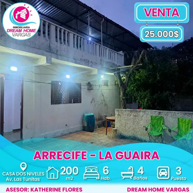 Casa Dos Niveles En Venta Arrecife. Av. Las Tunitas  La Guaira 