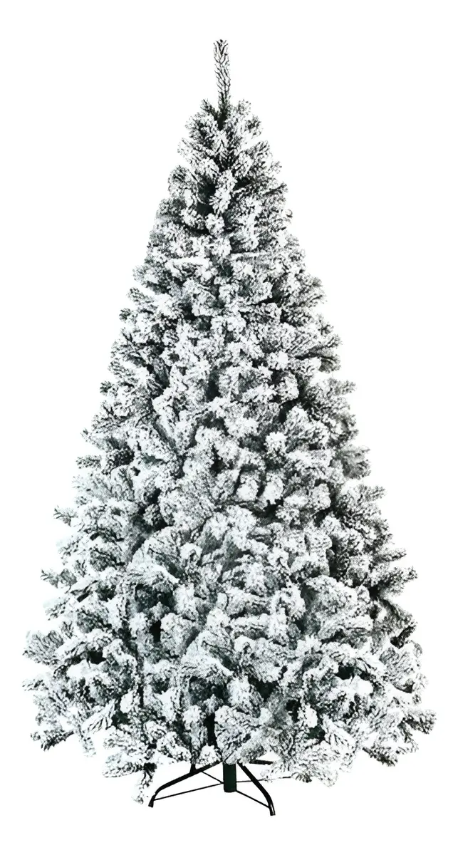 Arbol De Navidad Nieve 1.8 Metros Frondoso Artificial Color Verde Con Blanco