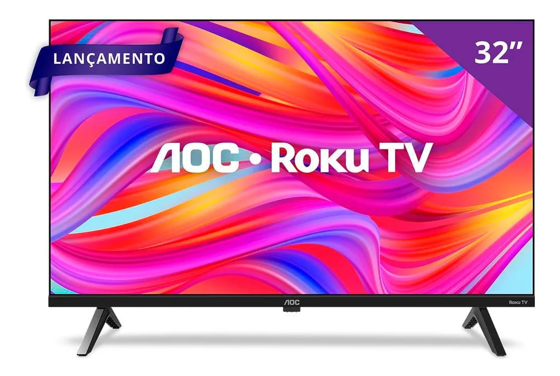 Smart Tv 32 Hd Aoc 32s5045/78g Com Roku Tv, Comando De Voz