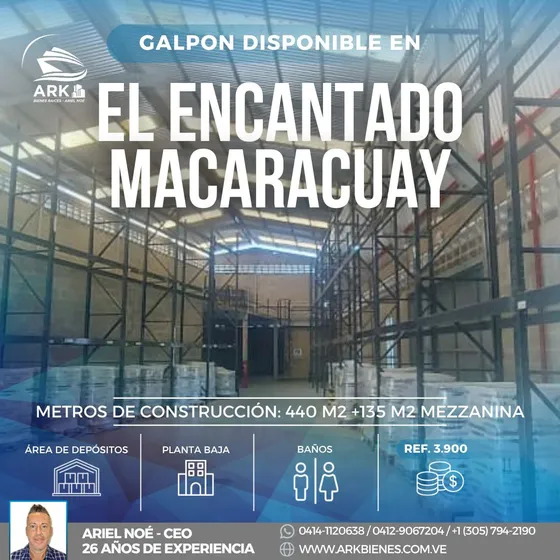 (#1156) Galpón De 440 M2 + 135 M2 De Mezzanina El Encantado - Macaracuay 