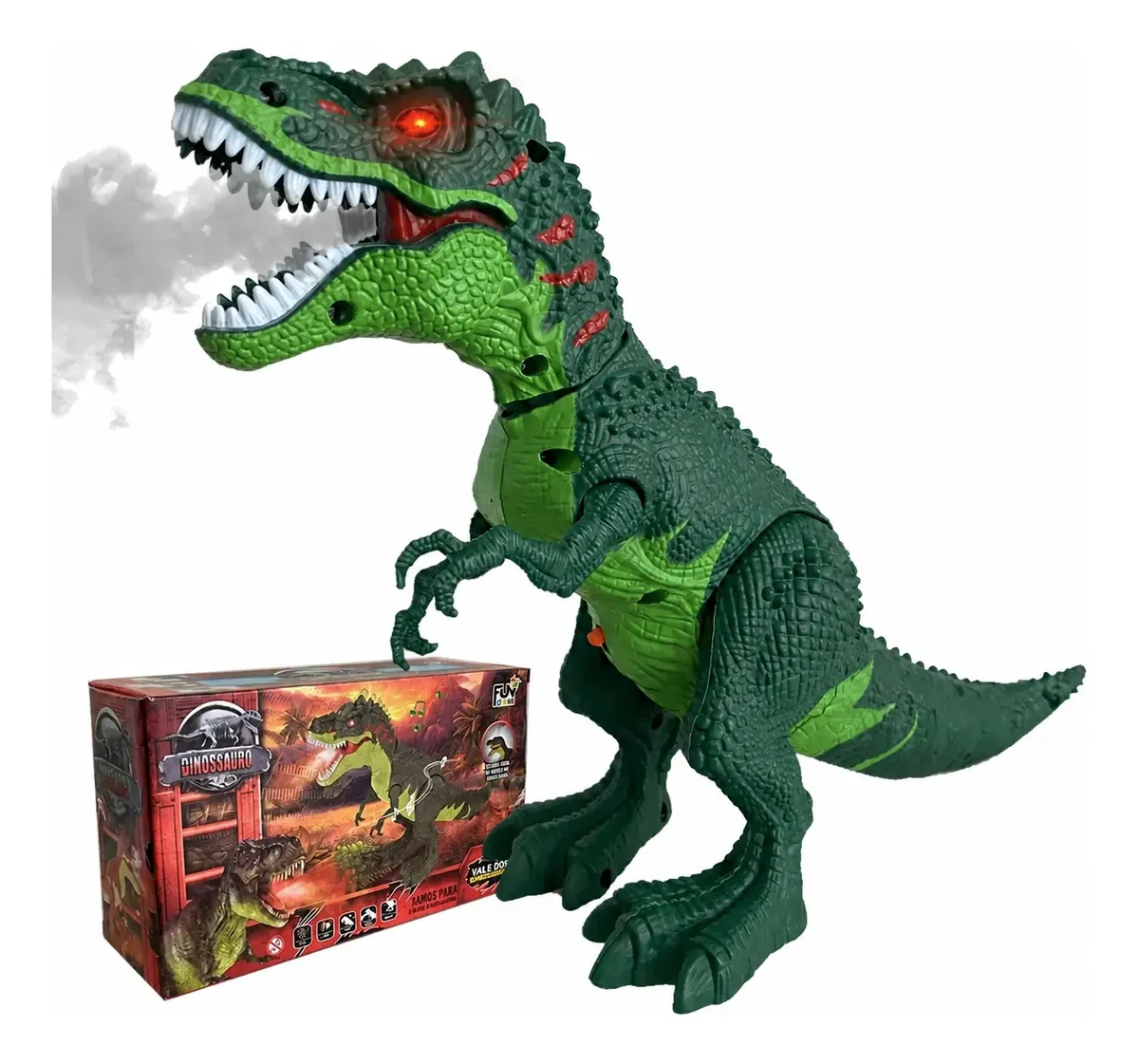 Dinossauro T Rex Brinquedo Anda Solta Fumaça Som Luz Rugido