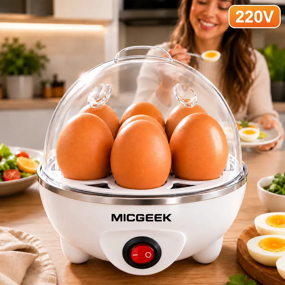 Cozedor De Ovos Automático Panela A Vapor Elétrica Legumes Elétrica Portátil Prático Rápido 7 Ovos Em 5min Micgeek