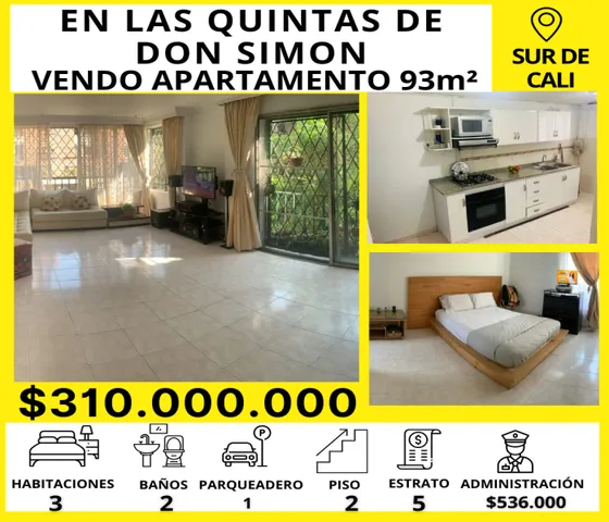 ¡descubre Tu Nuevo Hogar!  Vendo Apartamento De 93m En Quintas De Don Simón, Sur De Cali.