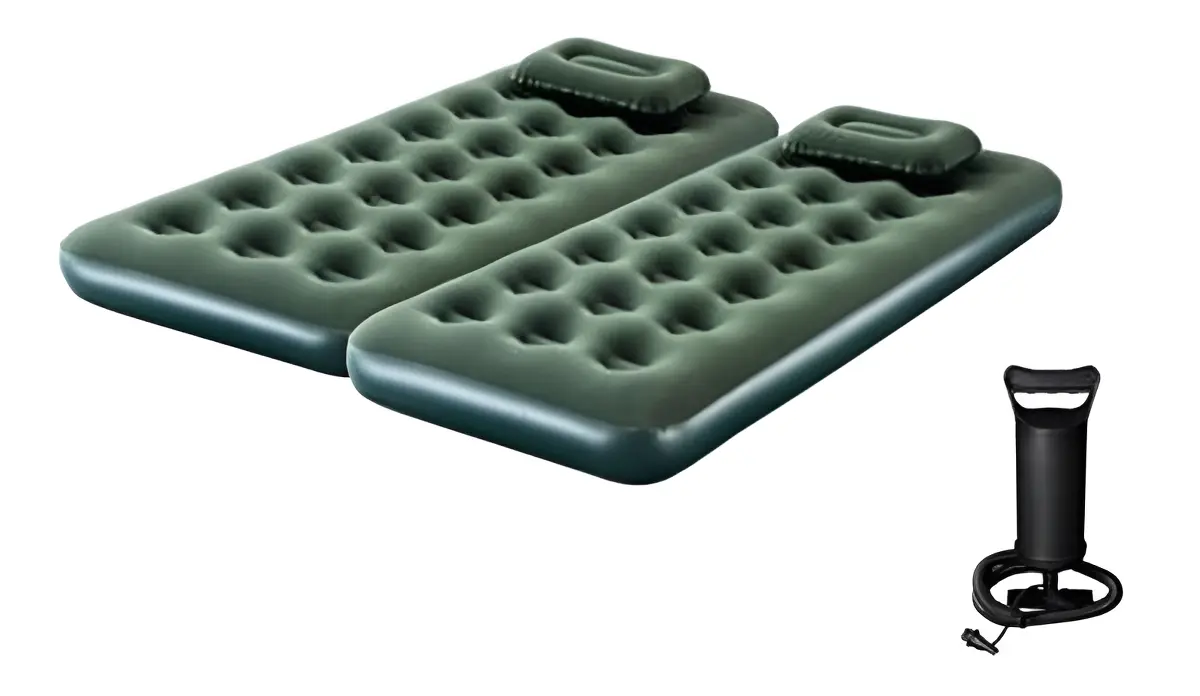 Combo 2 Colchones inflables Klimber 14719 1 Plaza + Almohadas + Inflador
