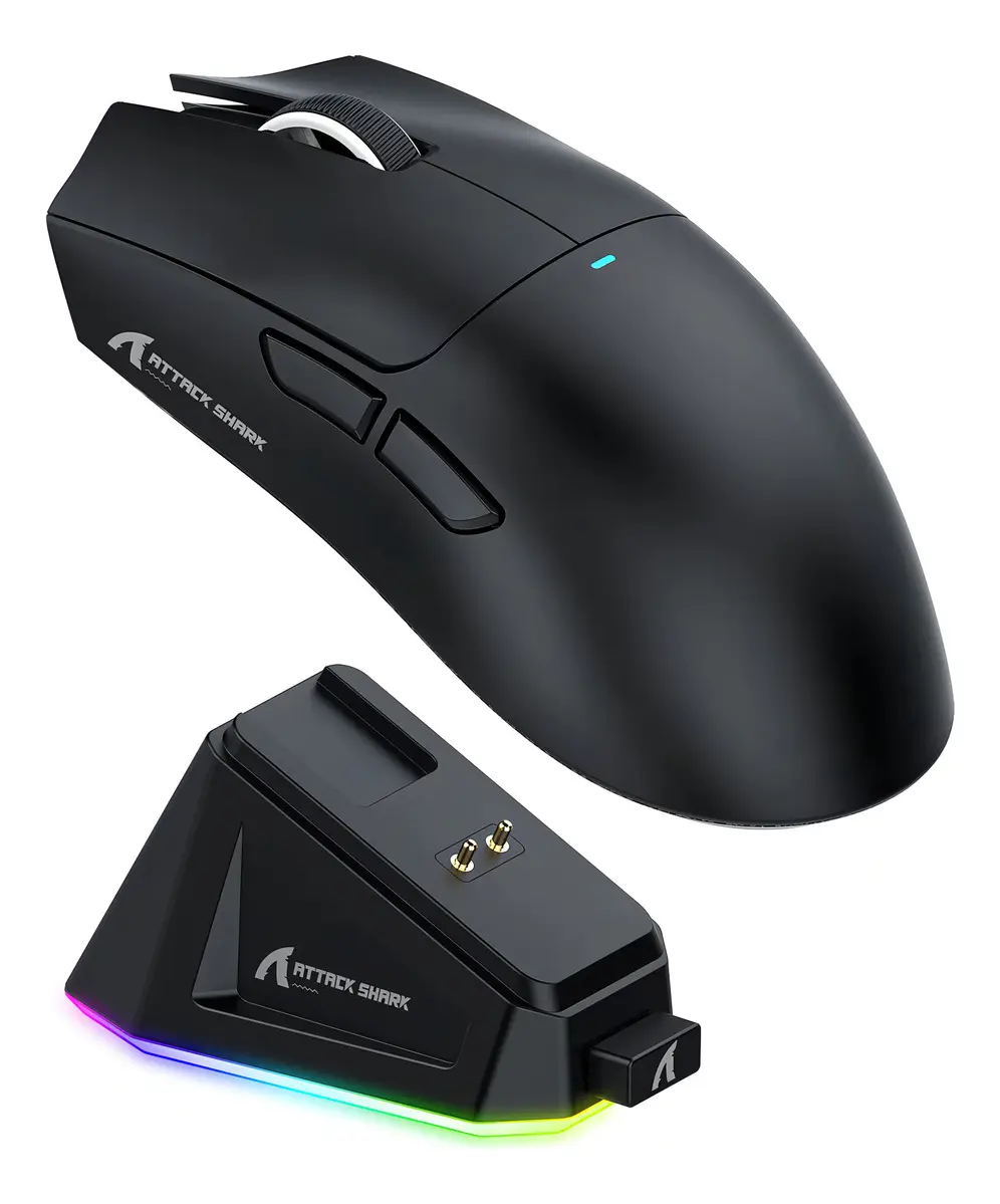 Mouse Gamer X11 Attack Shark Tri Mode 22000 dpi Paw3311 Dock Color Negro